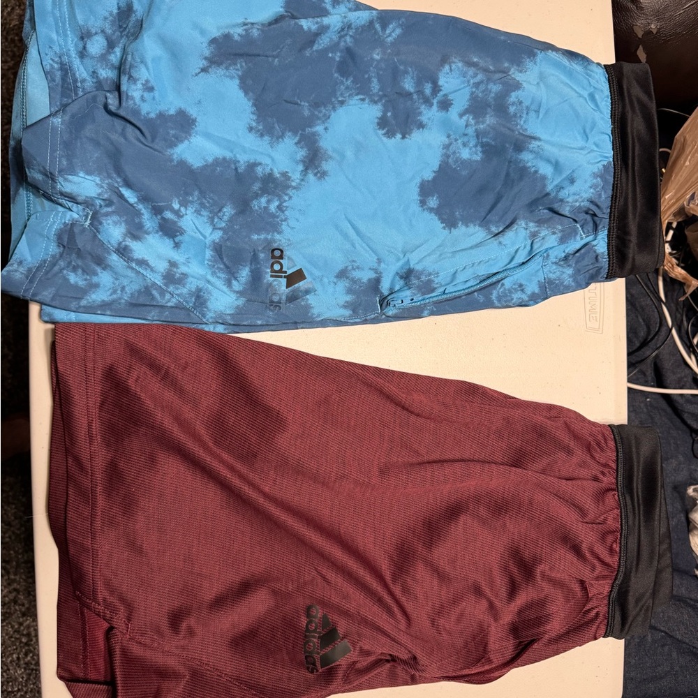 Adidas Maroon and Blue Shorts Duo